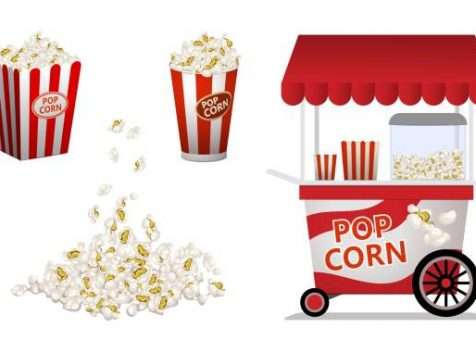 Popcorn icons set. Cartoon set of popcorn vector icons for web design